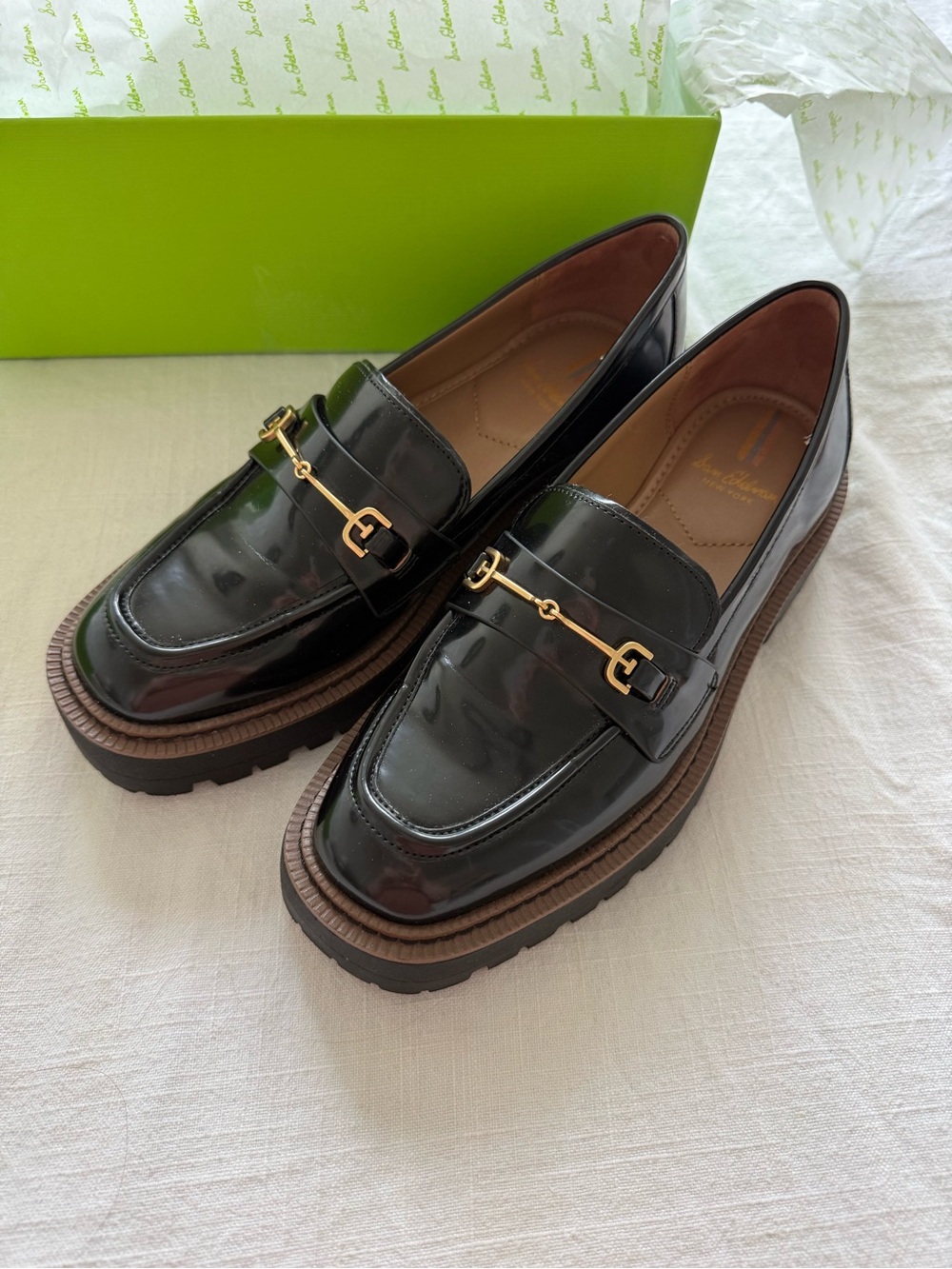 SAM EDELMAN Laurs Black Leather Loafers